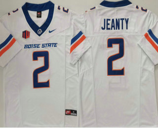 Men's Boise State Broncos #2 Ashton Jeanty White FUSE College Football Jersey