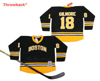 Men's Boston Bruins #18 Happy Gilmore Black Hockey Throwback Jersey