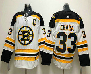 Men's Boston Bruins #33 Zdeno Chara Whit With C Patch 2017-2018 Hockey Adidas Stitched NHL Jersey