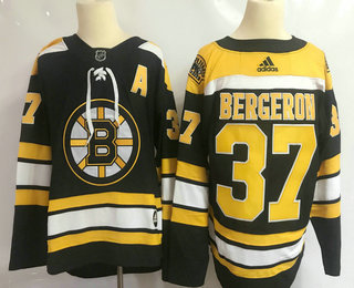 Men's Boston Bruins #37 Patrice Bergeron Black 2017-2018 Hockey Adidas Stitched NHL Jersey