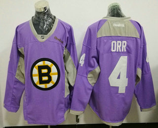 Men's Boston Bruins #4 Bobby Orr Black Pink Fights Cancer Adidas Stitched NHL Reebok Hockey Jersey