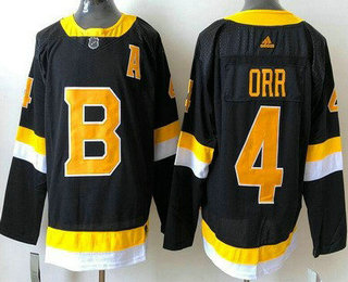 Men's Boston Bruins #4 Bobby Orr Black Third Authentic Jersey