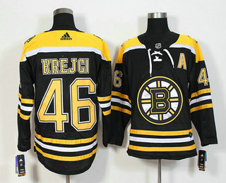 Men's Boston Bruins #46 David Krejci Black With A Patch 2017-2018 Hockey Adidas Stitched NHL Jersey