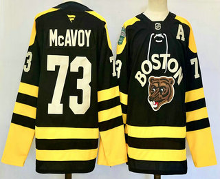 Men's Boston Bruins #73 Charlie McAvoy Black 2024 Winter Classic Authentic Jersey