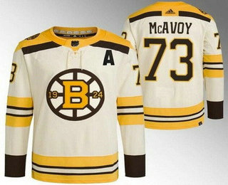 Men's Boston Bruins #73 Charlie McAvoy Cream 100th Anniversary Authentic Jersey