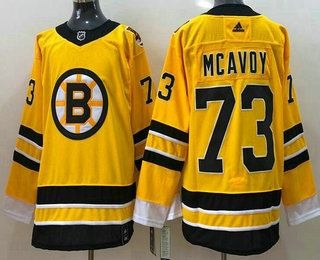 Men's Boston Bruins #73 Charlie McAvoy Gold 2021 Reverse Retro Stitched NHL Jersey