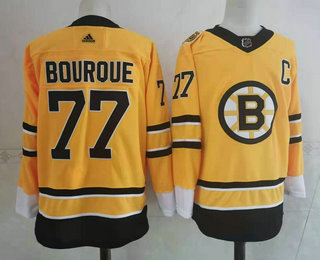 Men's Boston Bruins #77 Ray Bourque Yellow Adidas 2020-21 Stitched NHL Jersey