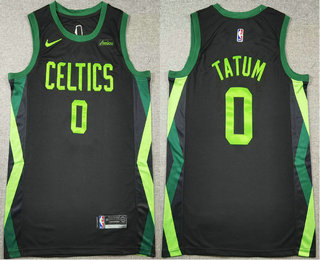 Men's Boston Celtics #0 Jayson Tatum 2024 Black City Edition Swingman Sponsor Stitched Jersey