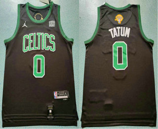Men's Boston Celtics #0 Jayson Tatum Black Finals Patch Icon Sponsor Swingman Jersey