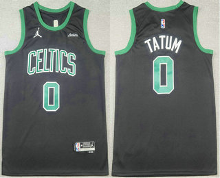 Men's Boston Celtics #0 Jayson Tatum Black Icon NEW Sponsor Swingman Jersey