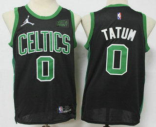 Men's Boston Celtics #0 Jayson Tatum Black Jordan 75th Anniversary Diamond 2021 Stitched Jersey With Sponsor