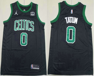 Men's Boston Celtics #0 Jayson Tatum Black Statement Icon Sponsor Swingman Jersey