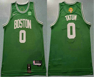 Men's Boston Celtics #0 Jayson Tatum Green 2024 Finals Patch Icon Sponsor Swingman Jersey