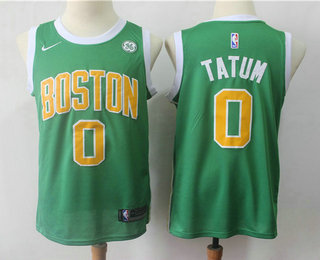 Men's Boston Celtics #0 Jayson Tatum Green Nike Swingman 2018 playoffs Earned Edition Stitched Jersey WithThe Sponsor Logo