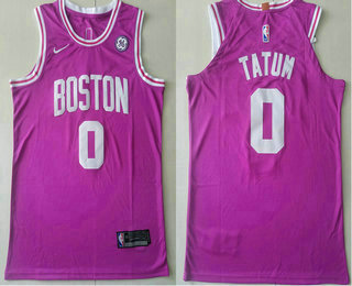 Men's Boston Celtics #0 Jayson Tatum Pink 2017-2018 Nike Authentic General Electric Stitched NBA Jersey