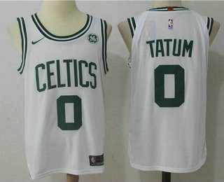 Men's Boston Celtics #0 Jayson Tatum White 2017-2018 Nike Authentic General Electric Stitched NBA Jersey