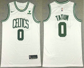 Men's Boston Celtics #0 Jayson Tatum White 2021 Nike Swingman Stitched NBA Jersey With NEW Sponsor Logo