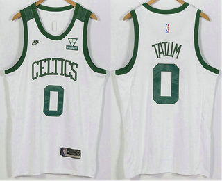 Men's Boston Celtics #0 Jayson Tatum White 2022 Nike Swingman Stitched Jersey With NEW Sponsor Logo