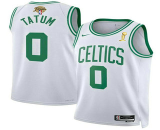 Men's Boston Celtics #0 Jayson Tatum White 2024 Finals Champions Association Edition Stitched Jersey