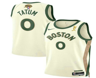 Men's Boston Celtics #0 Jayson Tatum White 2024 Finals Champions City Edition Stitched Jersey