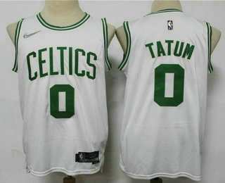 Men's Boston Celtics #0 Jayson Tatum White 75th Anniversary Diamond 2021 Stitched Jersey