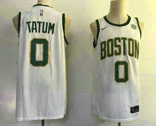 Men's Boston Celtics #0 Jayson Tatum White With Gold 2019 NBA Swingman City Edition Jersey