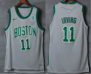 Men's Boston Celtics #11 Kyrie Irving Grey 2017-2018 Nike Authentic General Electric Stitched NBA Jersey