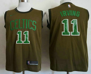 Men's Boston Celtics #11 Kyrie Irving Olive Stitched Nike Swingman Jersey