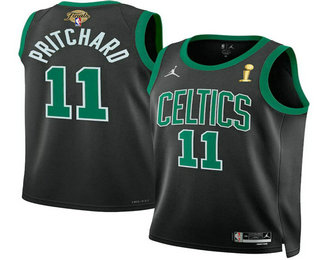 Men's Boston Celtics #11 Payton Pritchard Black 2024 Finals Champions Statement Edition Stitched Jersey