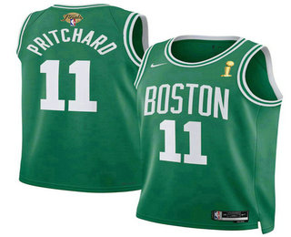 Men's Boston Celtics #11 Payton Pritchard Kelly Green 2024 Finals Champions Icon Edition Stitched Jersey