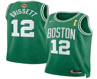 Men's Boston Celtics #12 Oshae Brissett Kelly Green 2024 Finals Champions Icon Edition Stitched Jersey
