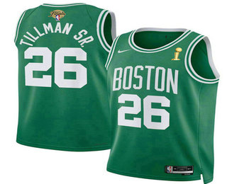 Men's Boston Celtics #26 Xavier Tillman Sr Kelly Green 2024 Finals Champions Icon Edition Stitched Jersey