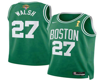 Men's Boston Celtics #27 Jordan Walsh Kelly Green 2024 Finals Champions Icon Edition Stitched Jersey