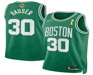 Men's Boston Celtics #30 Sam Hauser Kelly Green 2024 Finals Champions Icon Edition Stitched Jersey