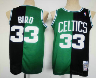 Men's Boston Celtics #33 Larry Bird 1985-86 Green Black Two Tone Hardwood Classics Soul Swingman Throwback Jersey