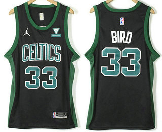 Men's Boston Celtics #33 Larry Bird Black 2021 Brand Jordan Swingman Stitched NBA Jersey With Sponsor Logo 01