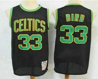 Men's Boston Celtics #33 Larry Bird Black Hardwood Classics Reload Swingman Throwback Jersey