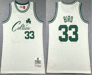Men's Boston Celtics #33 Larry Bird Cream Team Logo Throwback Swingman Jersey