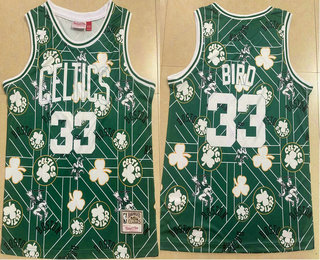 Men's Boston Celtics #33 Larry Bird Green Big Face Mitchell Ness Hardwood Classics Soul Swingman Throwback Jersey 02