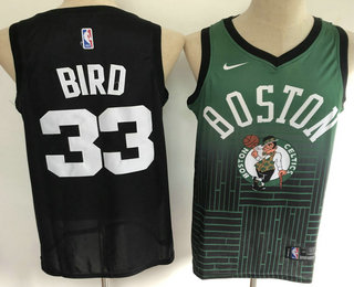 Men's Boston Celtics #33 Larry Bird Green with Black Salute Nike Swingman Stitched NBA Jersey