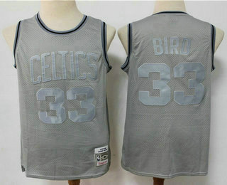 Men's Boston Celtics #33 Larry Bird Grey Hardwood Classics Soul Swingman Throwback Jersey