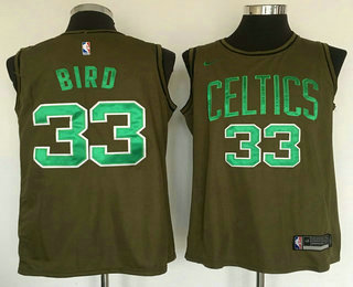 Men's Boston Celtics #33 Larry Bird Olive Stitched Nike Swingman Jersey