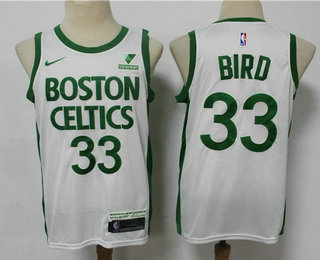 Men's Boston Celtics #33 Larry Bird White 2021 Nike City Edition Swingman Stitched NBA Jersey With The Sponsor Logo