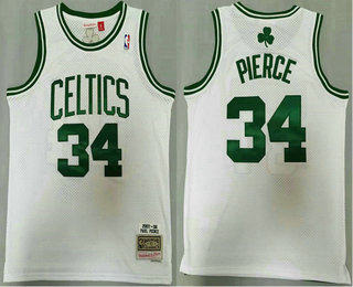 Men's Boston Celtics #34 Paul Pierce White 2007-08 Hardwood Classics Soul Swingman Stitched NBA Throwback Jersey