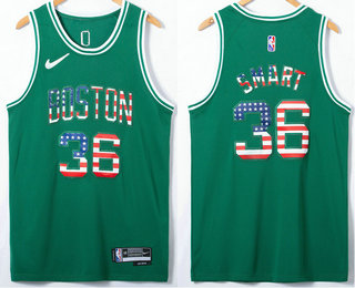 Men's Boston Celtics #36 Marcus Smart Green USA Flag 75th Anniversary Diamond 2022 Stitched Jersey