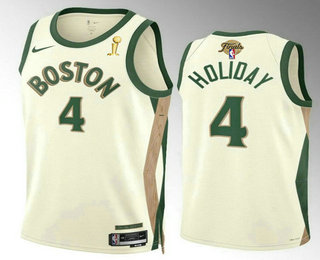 Men's Boston Celtics #4 Jrue Holiday 2024 Finals Champions City Edition Stitched Jersey