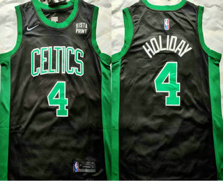 Men's Boston Celtics #4 Jrue Holiday Black Statement Icon Sponsor Nike Swingman Jersey