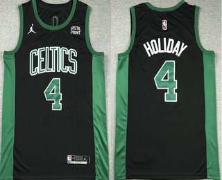 Men's Boston Celtics #4 Jrue Holiday Black Statement Icon Sponsor Swingman Jersey