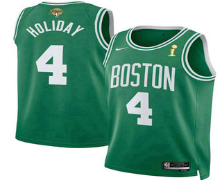 Men's Boston Celtics #4 Jrue Holiday Green 2024 Finals Champions Icon Edition Stitched Jersey