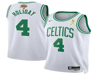 Men's Boston Celtics #4 Jrue Holiday White 2024 Finals Champions Association Edition Stitched Jersey